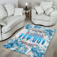 Promoted To Grandparents Area Rug Family Generations Blue Floral Silhouette Art