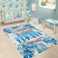 Promoted To Grandparents Area Rug Family Generations Blue Floral Silhouette Art