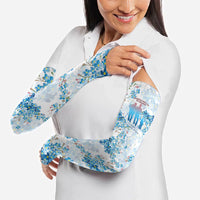 Promoted To Grandparents Arm Sleeves Family Generations Blue Floral Silhouette Art