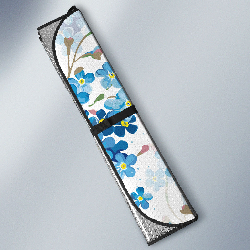 Promoted To Grandparents Auto Sun Shade Family Generations Blue Floral Silhouette Art