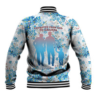 Promoted To Grandparents Baseball Jacket Family Generations Blue Floral Silhouette Art