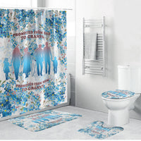 Promoted To Grandparents Bathroom Set Family Generations Blue Floral Silhouette Art