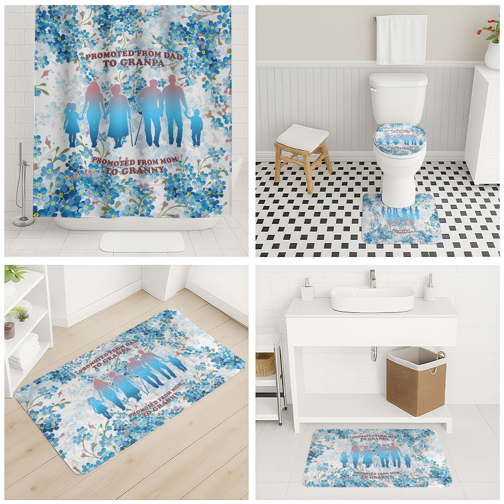 Promoted To Grandparents Bathroom Set Family Generations Blue Floral Silhouette Art
