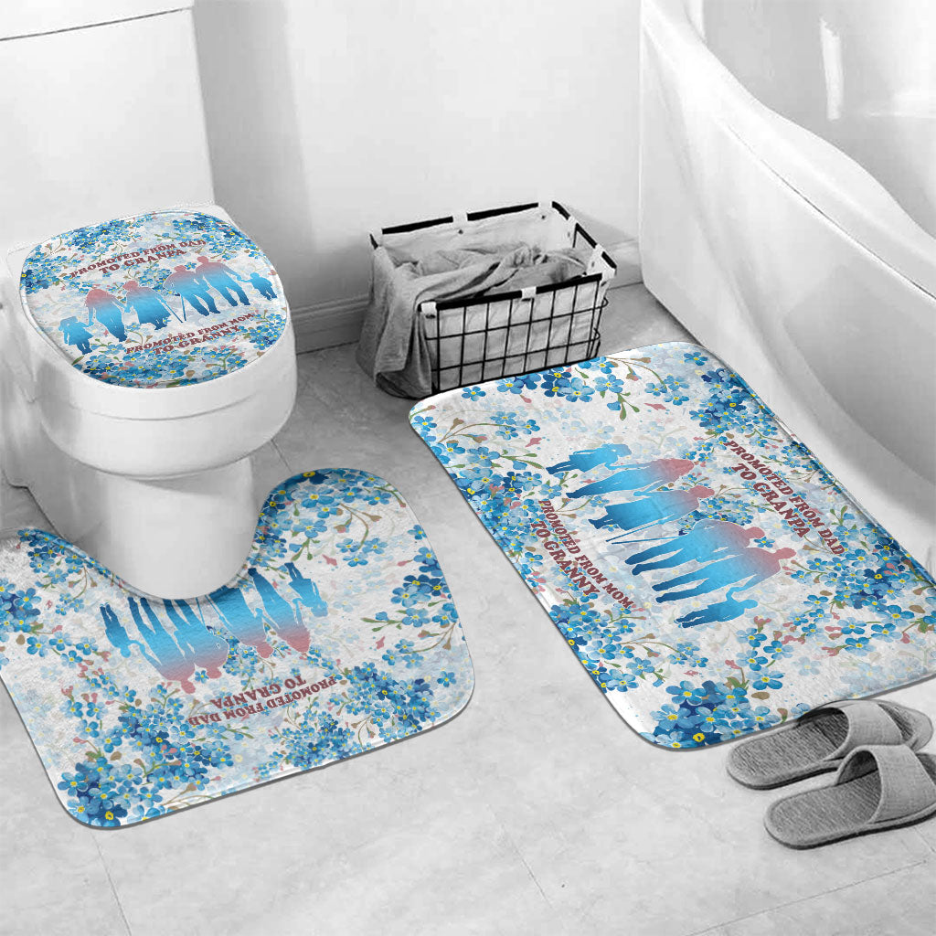 Promoted To Grandparents Bathroom Set Family Generations Blue Floral Silhouette Art