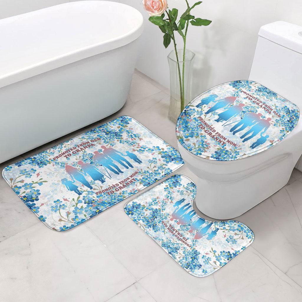 Promoted To Grandparents Bathroom Set Family Generations Blue Floral Silhouette Art