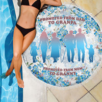 Promoted To Grandparents Beach Blanket Family Generations Blue Floral Silhouette Art
