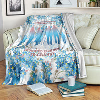 Promoted To Grandparents Blanket Family Generations Blue Floral Silhouette Art