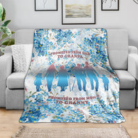 Promoted To Grandparents Blanket Family Generations Blue Floral Silhouette Art