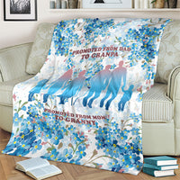 Promoted To Grandparents Blanket Family Generations Blue Floral Silhouette Art