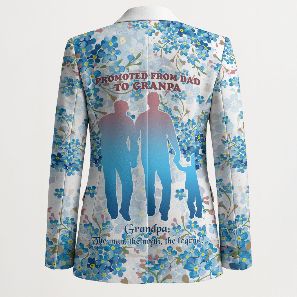 Promoted To Grandparents Blazer Family Generations Blue Floral Silhouette Art