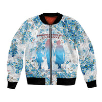 Promoted To Grandparents Bomber Jacket Family Generations Blue Floral Silhouette Art