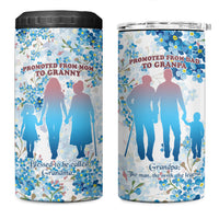Promoted To Grandparents 4 in 1 Can Cooler Tumbler Family Generations Blue Floral Silhouette Art