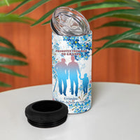 Promoted To Grandparents 4 in 1 Can Cooler Tumbler Family Generations Blue Floral Silhouette Art