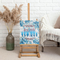 Promoted To Grandparents Canvas Wall Art Family Generations Blue Floral Silhouette Art