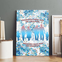 Promoted To Grandparents Canvas Wall Art Family Generations Blue Floral Silhouette Art