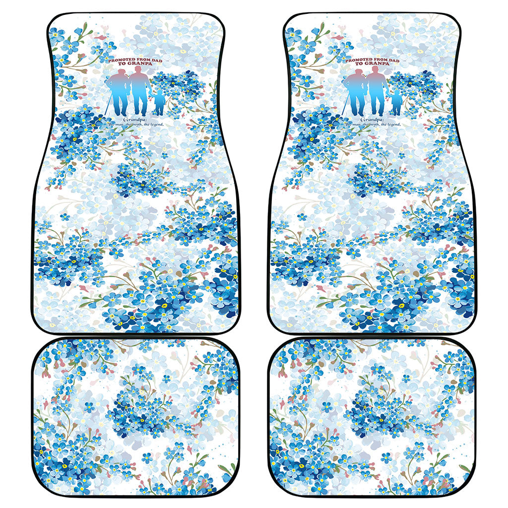 Promoted To Grandparents Car Mats Family Generations Blue Floral Silhouette Art