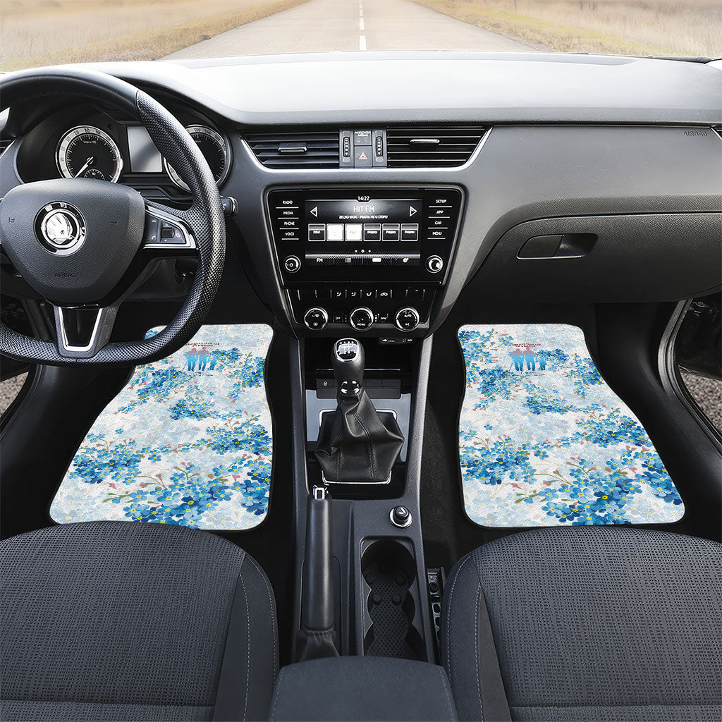 Promoted To Grandparents Car Mats Family Generations Blue Floral Silhouette Art