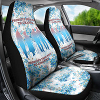Promoted To Grandparents Car Seat Cover Family Generations Blue Floral Silhouette Art