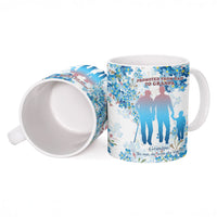 Promoted To Grandparents Ceramic Mug Family Generations Blue Floral Silhouette Art