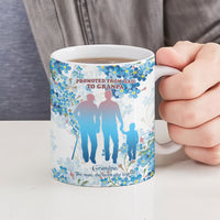 Promoted To Grandparents Ceramic Mug Family Generations Blue Floral Silhouette Art