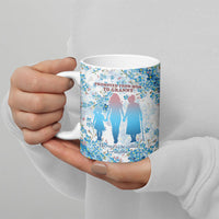 Promoted To Grandparents Ceramic Mug Family Generations Blue Floral Silhouette Art