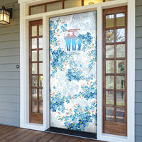 Promoted To Grandparents Door Cover Family Generations Blue Floral Silhouette Art