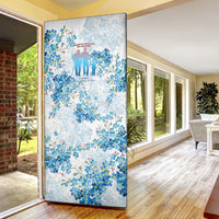 Promoted To Grandparents Door Cover Family Generations Blue Floral Silhouette Art