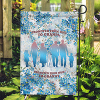 Promoted To Grandparents Garden Flag Family Generations Blue Floral Silhouette Art