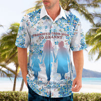 Promoted To Grandparents Hawaiian Shirt Family Generations Blue Floral Silhouette Art