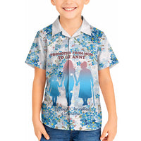 Promoted To Grandparents Hawaiian Shirt Family Generations Blue Floral Silhouette Art
