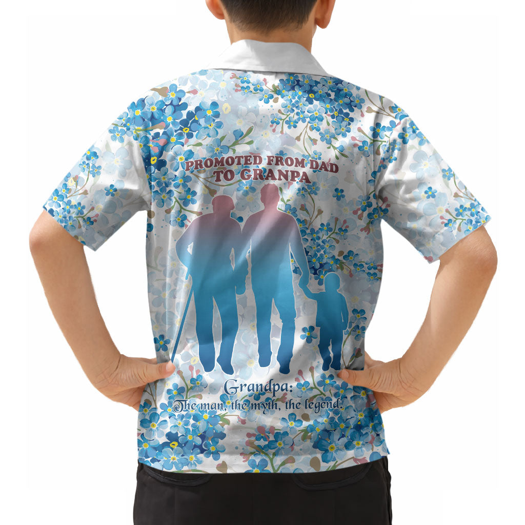 Promoted To Grandparents Hawaiian Shirt Family Generations Blue Floral Silhouette Art