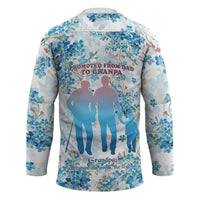 Promoted To Grandparents Hockey Jersey Family Generations Blue Floral Silhouette Art