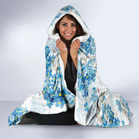Promoted To Grandparents Hooded Blanket Family Generations Blue Floral Silhouette Art