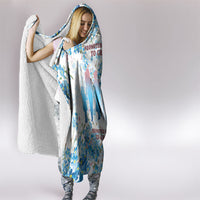 Promoted To Grandparents Hooded Blanket Family Generations Blue Floral Silhouette Art