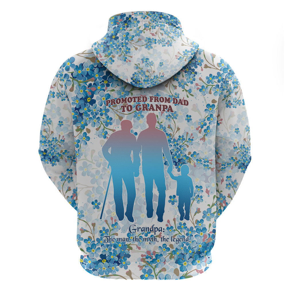 Promoted To Grandparents Hoodie Family Generations Blue Floral Silhouette Art