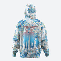 Promoted To Grandparents Hoodie Family Generations Blue Floral Silhouette Art