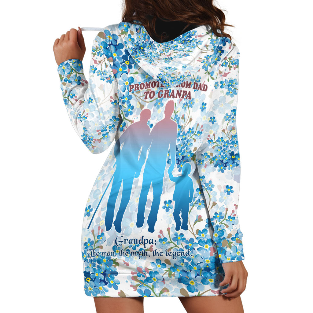 Promoted To Grandparents Hoodie Dress Family Generations Blue Floral Silhouette Art