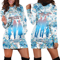 Promoted To Grandparents Hoodie Dress Family Generations Blue Floral Silhouette Art