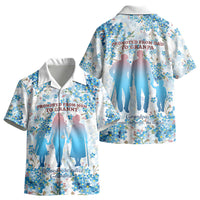 Promoted To Grandparents Kid Hawaiian Shirt Family Generations Blue Floral Silhouette Art