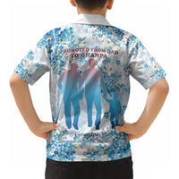 Promoted To Grandparents Kid Hawaiian Shirt Family Generations Blue Floral Silhouette Art
