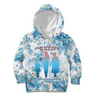 Promoted To Grandparents Kid Hoodie Family Generations Blue Floral Silhouette Art