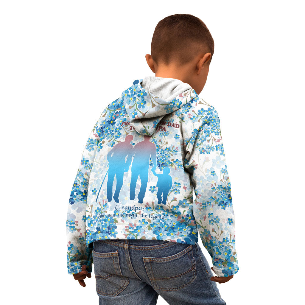 Promoted To Grandparents Kid Hoodie Family Generations Blue Floral Silhouette Art