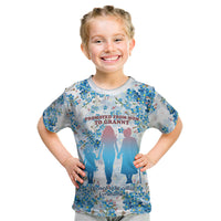Promoted To Grandparents Kid T Shirt Family Generations Blue Floral Silhouette Art