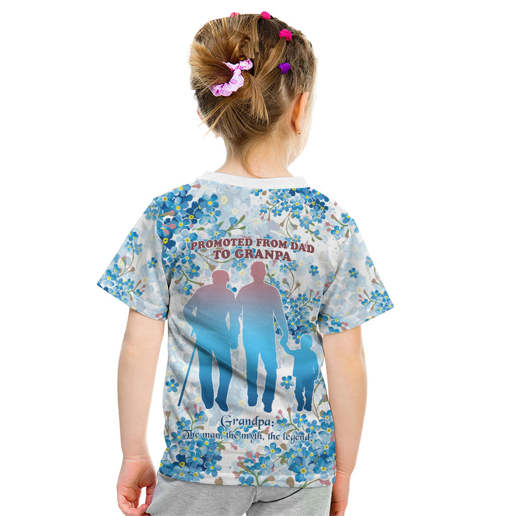 Promoted To Grandparents Kid T Shirt Family Generations Blue Floral Silhouette Art