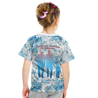 Promoted To Grandparents Kid T Shirt Family Generations Blue Floral Silhouette Art