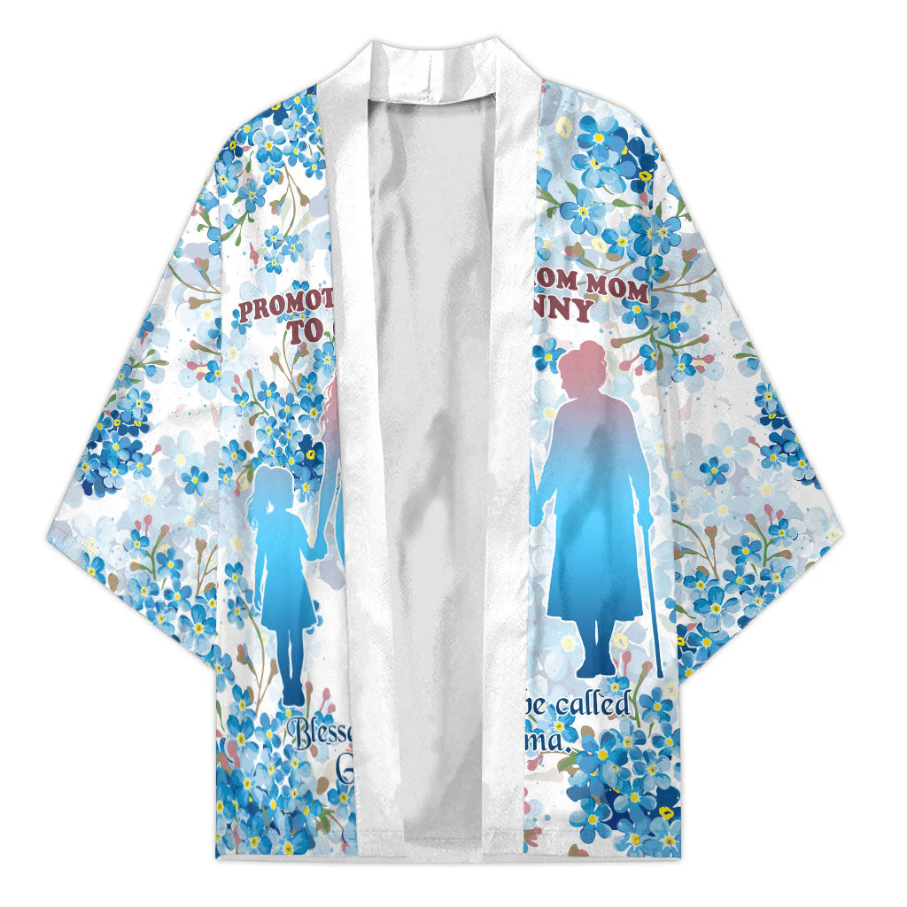 Promoted To Grandparents Kimono Family Generations Blue Floral Silhouette Art