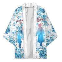 Promoted To Grandparents Kimono Family Generations Blue Floral Silhouette Art