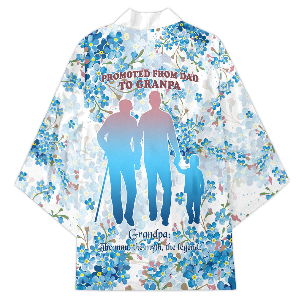 Promoted To Grandparents Kimono Family Generations Blue Floral Silhouette Art