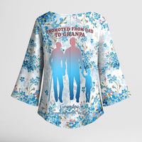 Promoted To Grandparents Kimono Sleeve Blouse Family Generations Blue Floral Silhouette Art