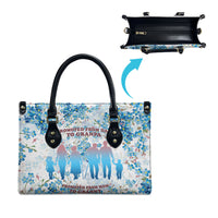 Promoted To Grandparents Leather Bag Family Generations Blue Floral Silhouette Art